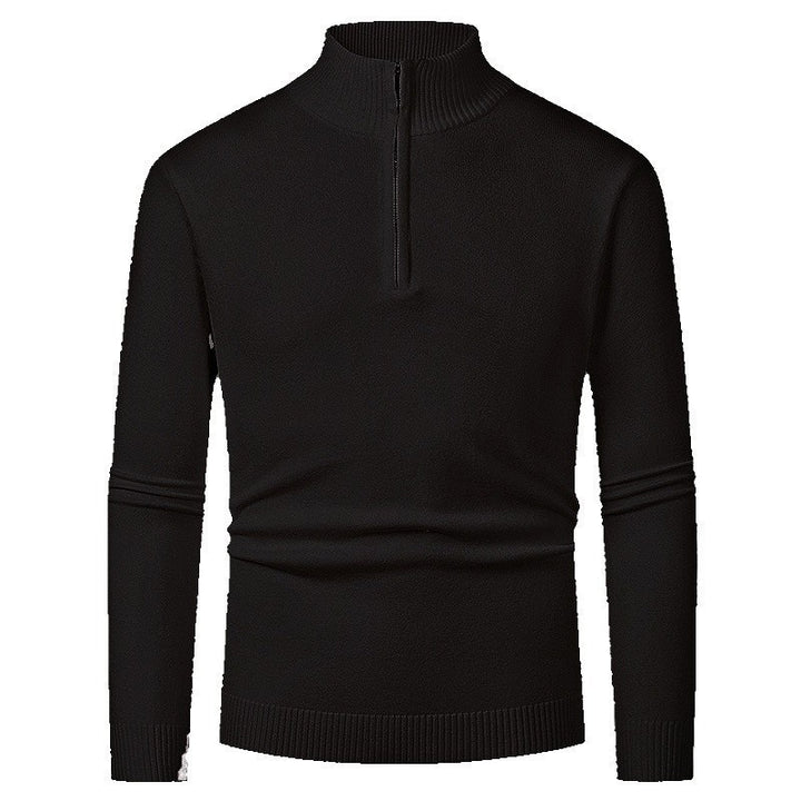 Herren Strickpullover mit hohem Kragen und halbem Reißverschluss Drune