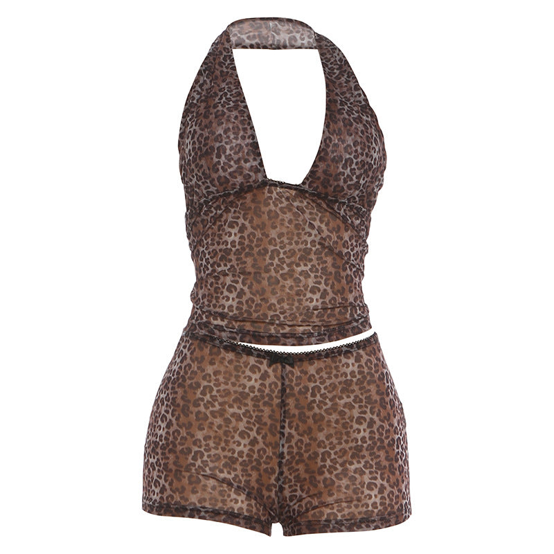 Damen lässiger Jumpsuit mit Leopardenmuster und dekorativen Details Drune