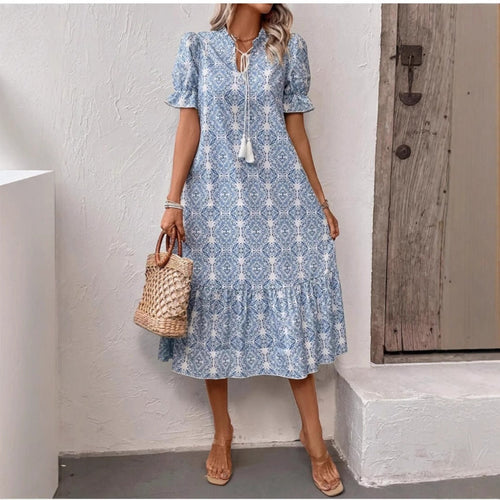 Damen Sommerliches Tunika-Kleid mit eleganten Schnüroptionen Drune