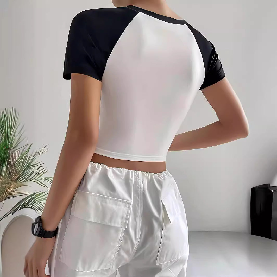 Damen Crop-Top mit motivierendem Schriftzug und lässigem Schnitt Drune