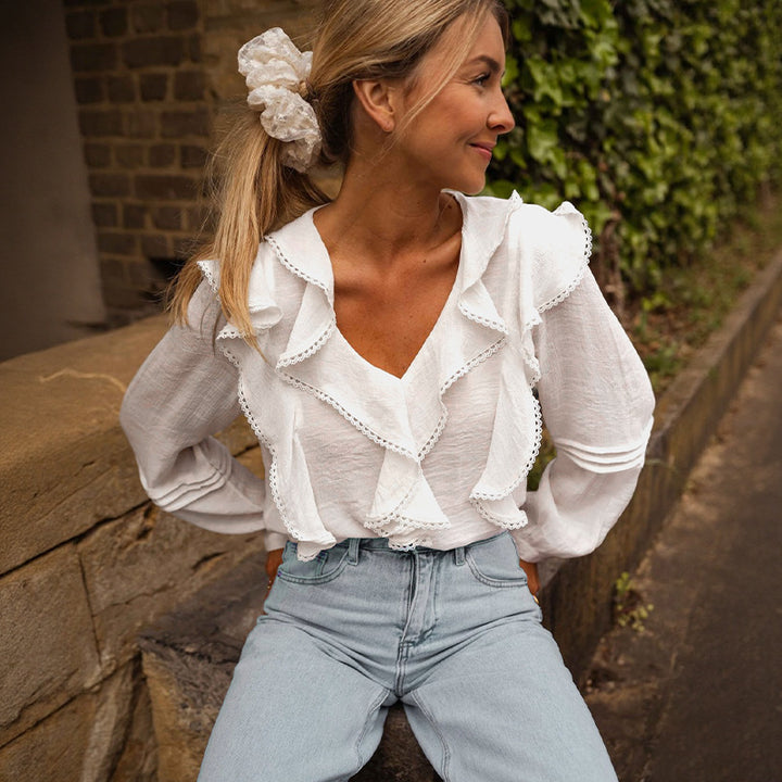 Damen Verspielte Bluse mit Rüschendetails Drune 1788168446