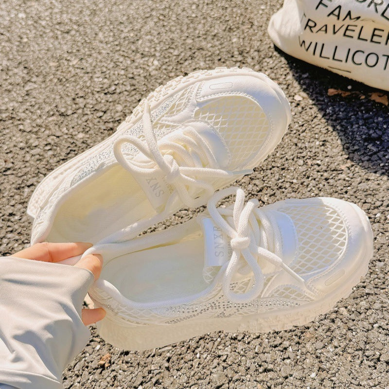 Damen Atmungsaktive Sneaker mit modischem Netzdesign und Glitzerakzenten Drune
