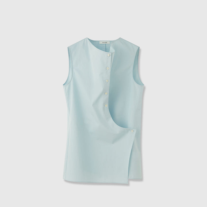 Damen Elegantes ärmelloses Hemd mit asymmetrischem Schnitt Drune