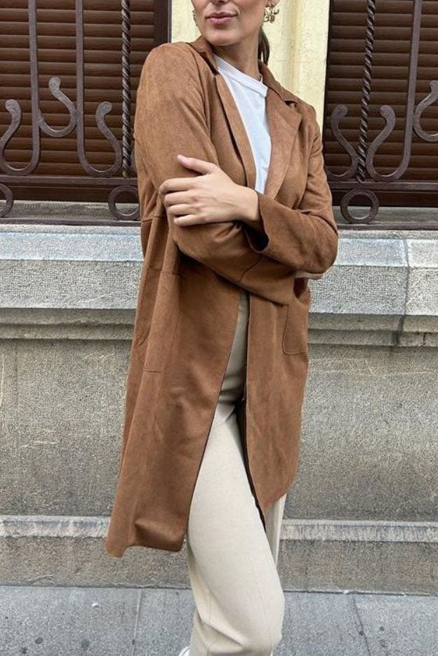 Drune | Langer Wildleder Trenchcoat