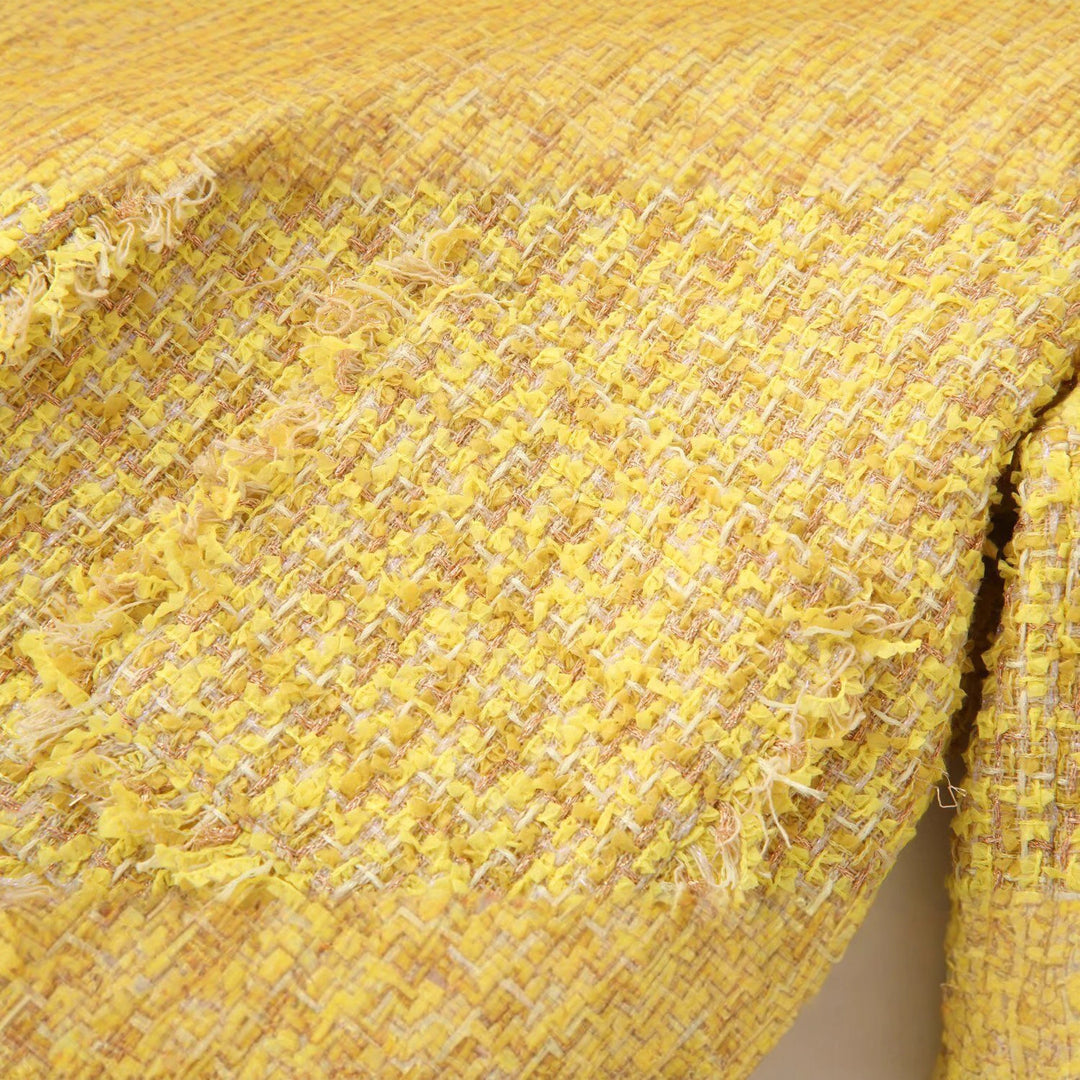 Damen Bouclé‑Tweed‑Cropped‑Jacke mit Fransen und Zierknöpfen Drune