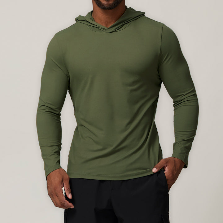 Herren Sportliches Langarm-Hoodie T-Shirt mit feuchtigkeitsableitender Technologie Drune