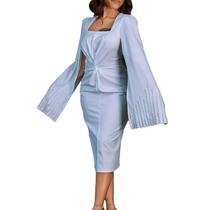 Damen figurbetontes Kleid mit stylischem Bindegürtel und eleganten Ärmeln Drune
