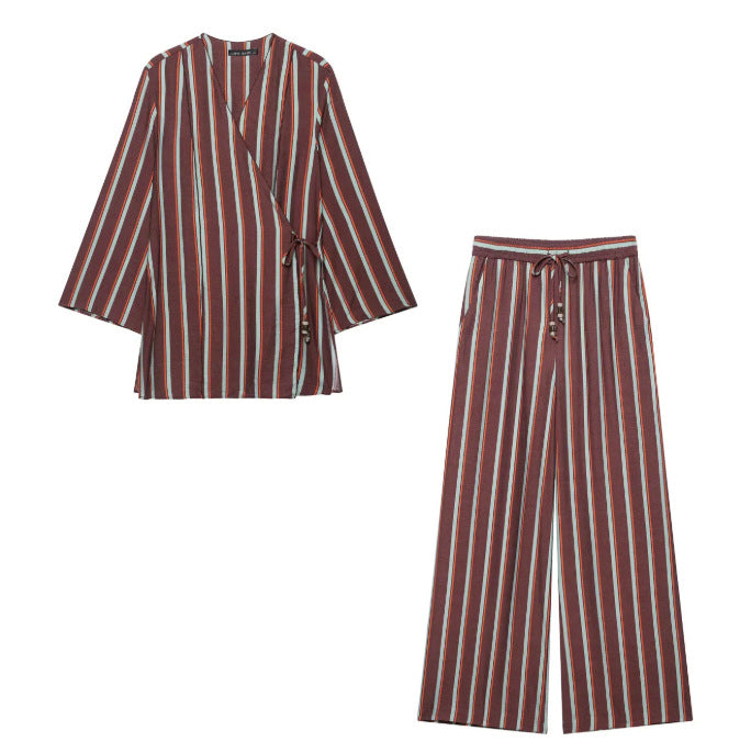 Damen Weite plissierte Loungehose mit elastischem Bund Drune