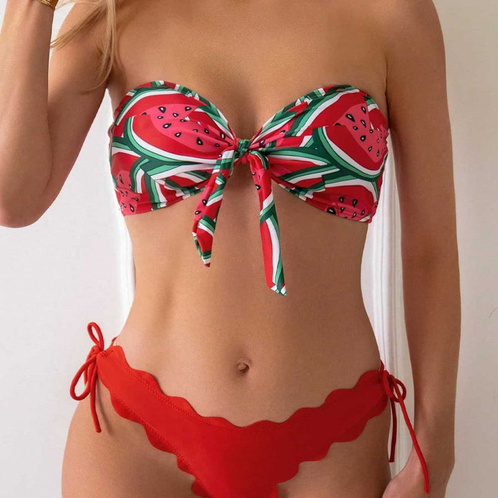 Damen Bandeau-Bikini mit verspieltem Knotendesign Drune