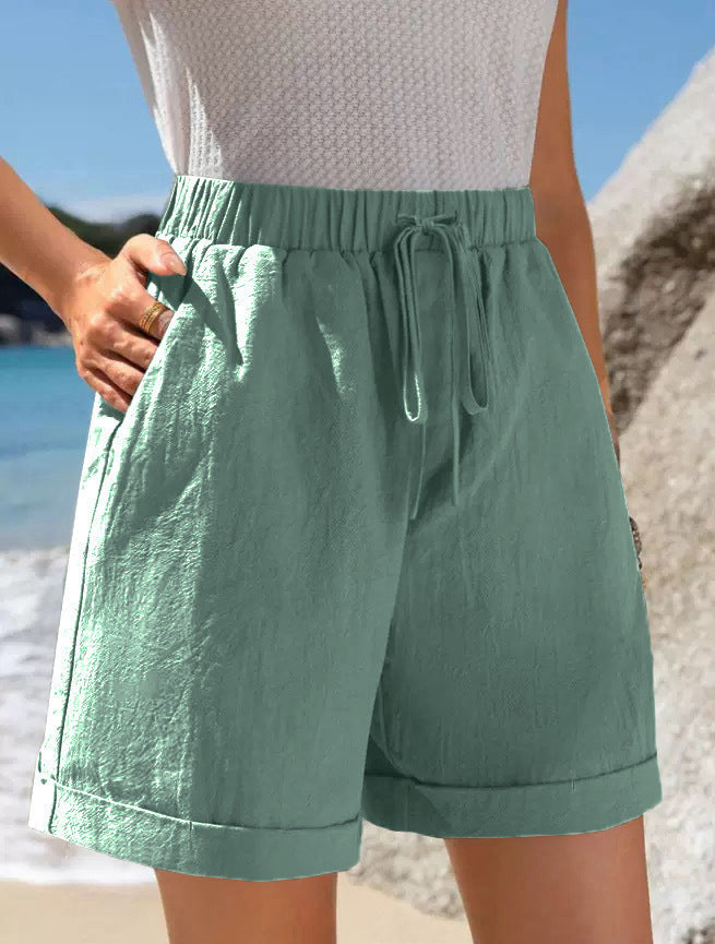 Damen Luftige Sommershorts mit elastischem Bund und Kordelzug Drune
