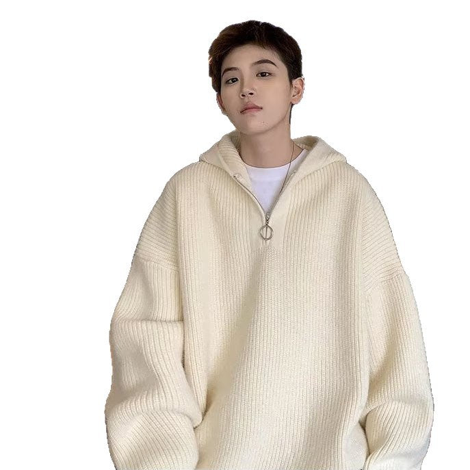 Herren Grobstrickpullover mit Kapuze und Reißverschluss Drune