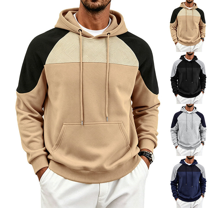 Herren Kapuzensweatshirt mit Raglanärmeln, strukturierter Brustpartie und Kängurutasche Drune