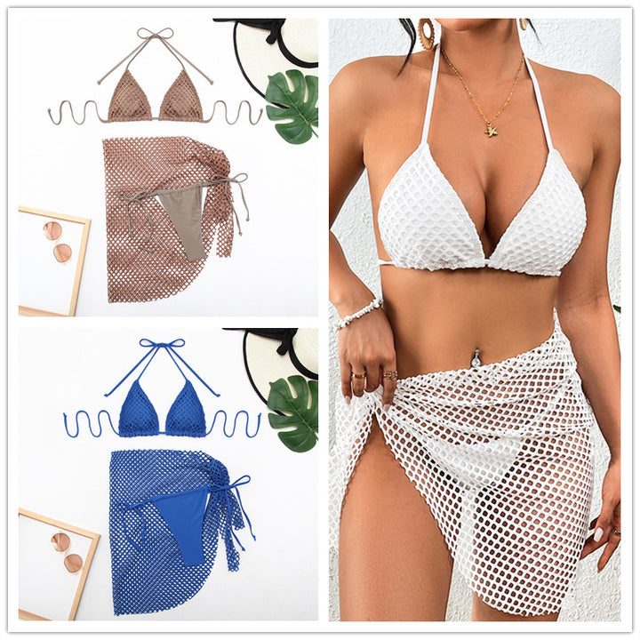 Damen Netz-Bikini-Set mit Wickelrock Drune