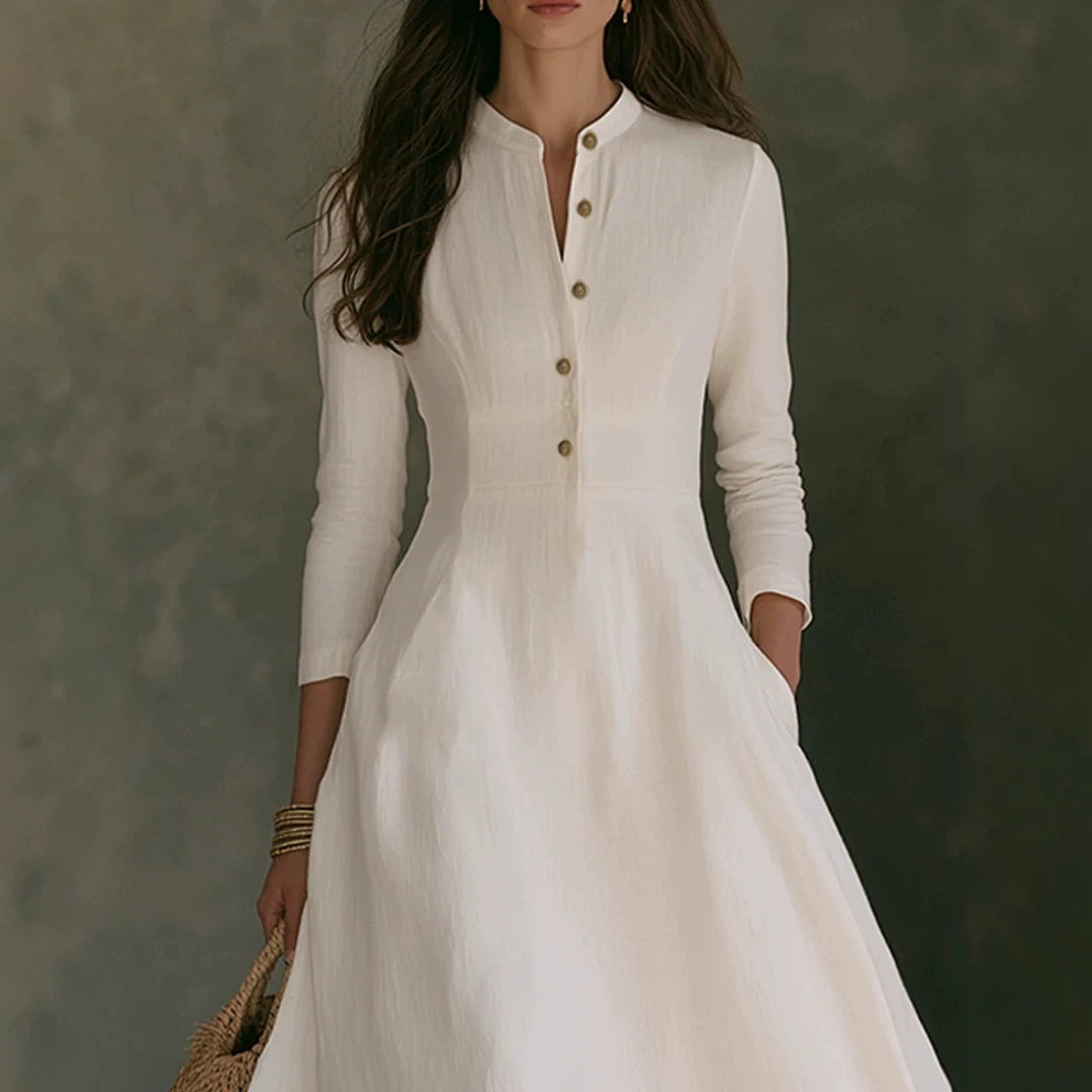 Damen Elegantes Langarm Maxikleid Drune