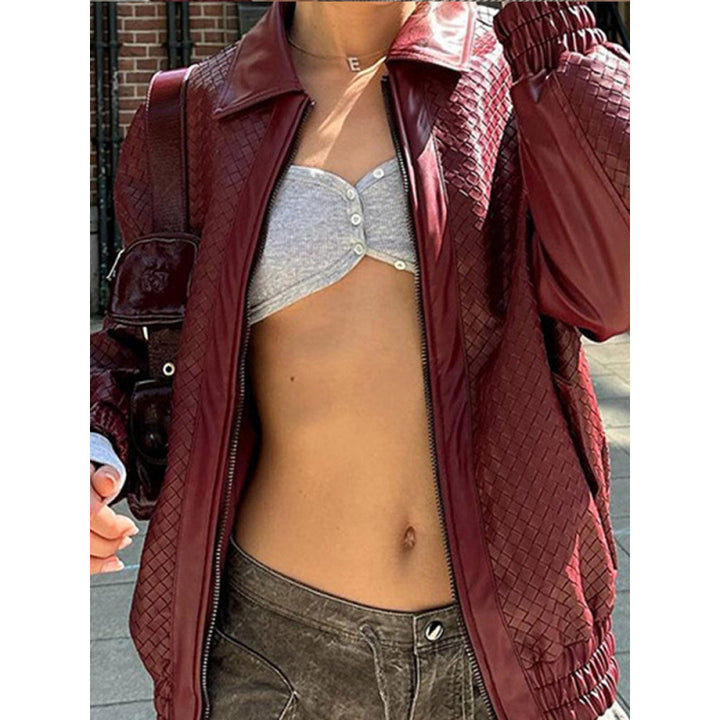 Damen Kunstlederjacke im modernen Oversized-Stil Drune