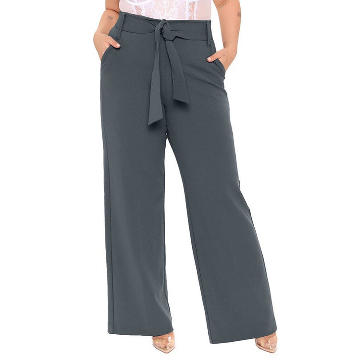 Damen elegante weit geschnittene Hose mit Bindegürtel und praktischen Taschen Drune