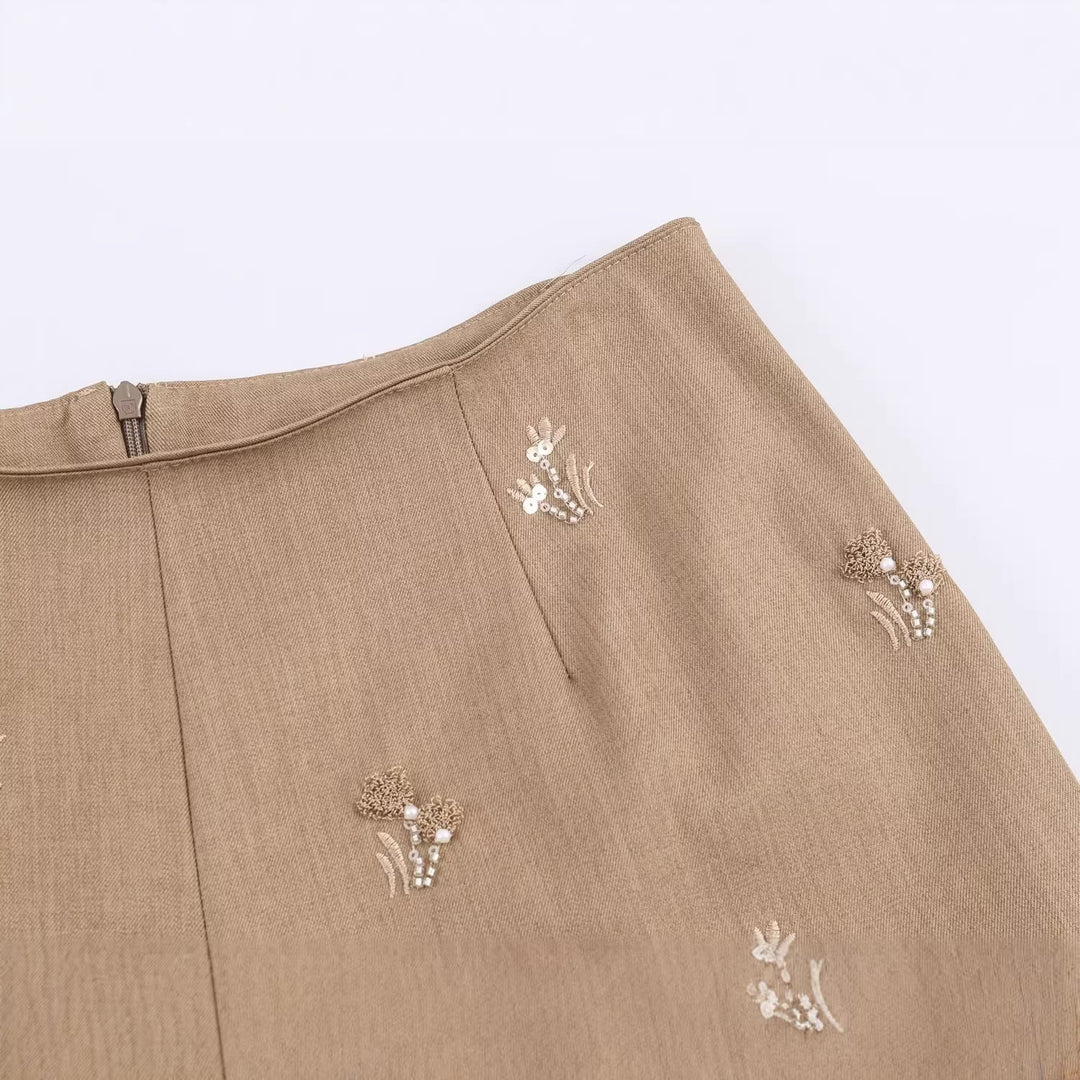 Damen Ärmelloser Weste-Blazer und Weite Stickhose Zweiteiler Drune