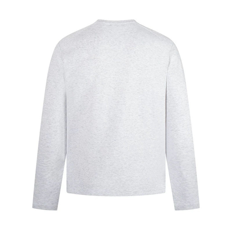 Herren Langarmshirt mit Rundhalsausschnitt aus meliertem Baumwollmix Drune