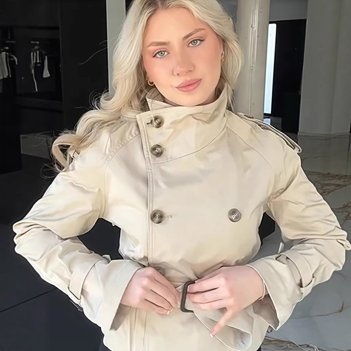 Damen Trenchcoat mit taillierter Silhouette und doppelter Knopfleiste Drune
