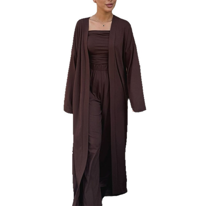 Damen Loungewear-Ensemble mit langem Kimono und schmalem Oberteil Drune