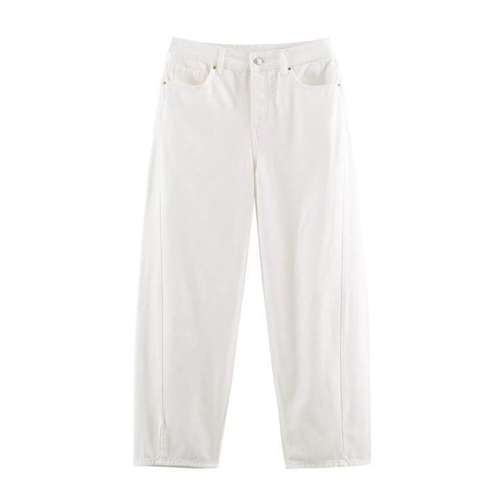Damen Hochtaillierte weite Jeans mit geradem Bein und Cropped-Länge Drune