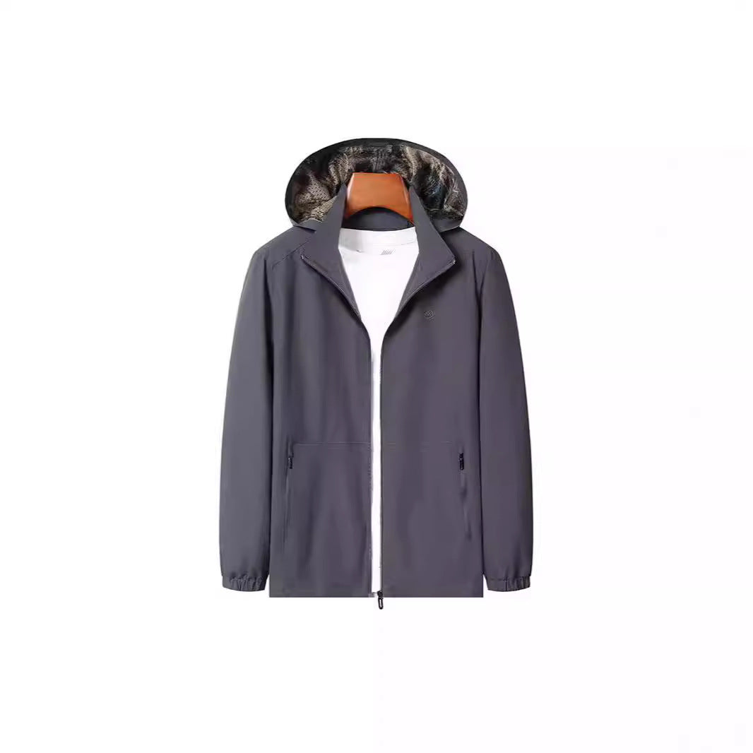Herren Leichte Wind- und Wasserabweisende Kapuzenjacke mit Camouflage-Innenfutter Drune