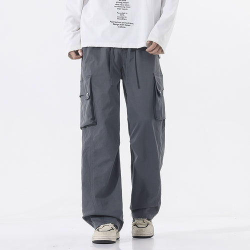 Herren Weite Twill-Cargohose mit Kordelbund und großen Patten-Taschen Drune