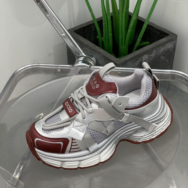 Damen Futuristische Wedge-Chunky-Sneaker mit Mesh‑Einsätzen und verstärkter Profilsohle Drune