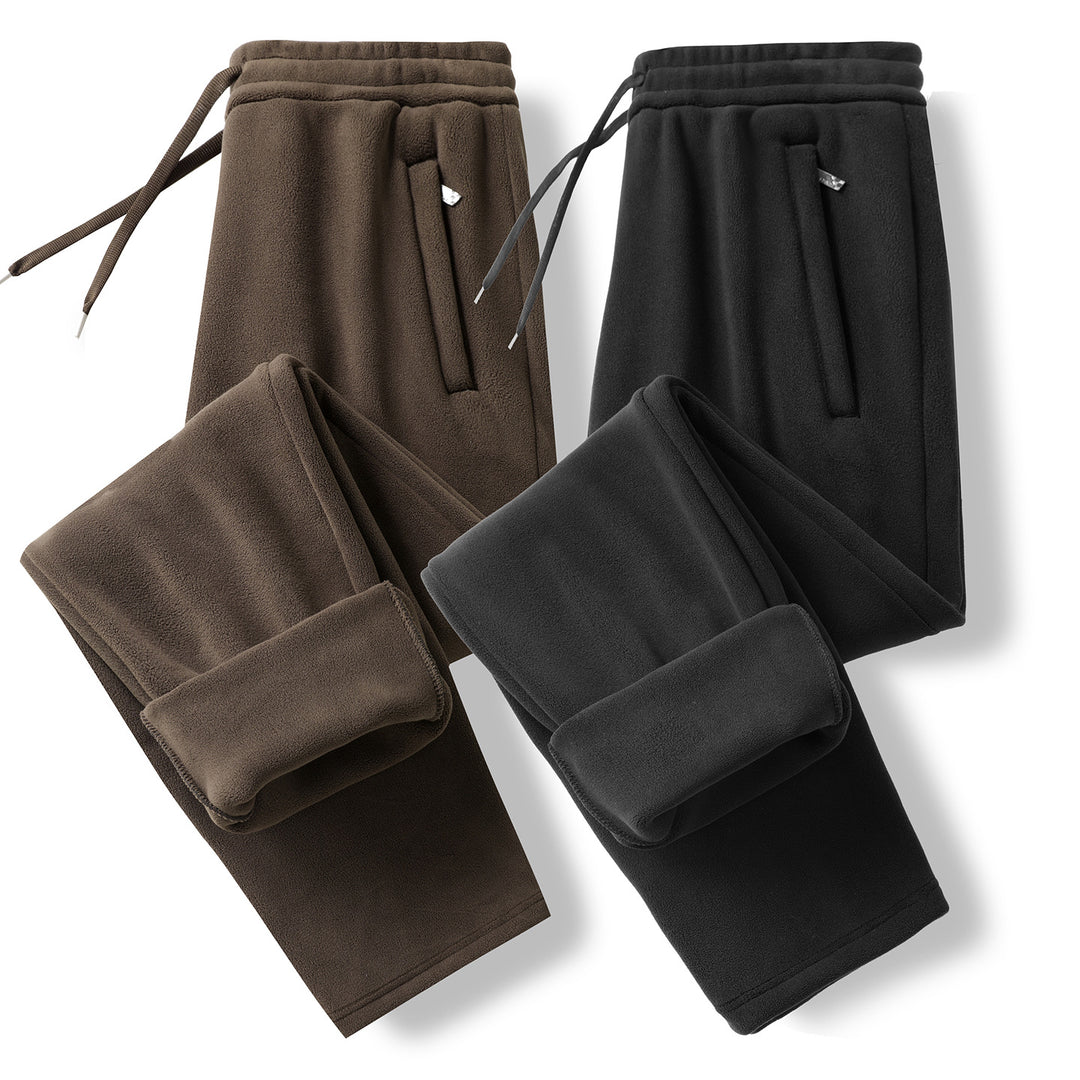 Herren Fleece-Jogginghose mit elastischem Bund, Kordelzug und gerippten Bündchen Drune