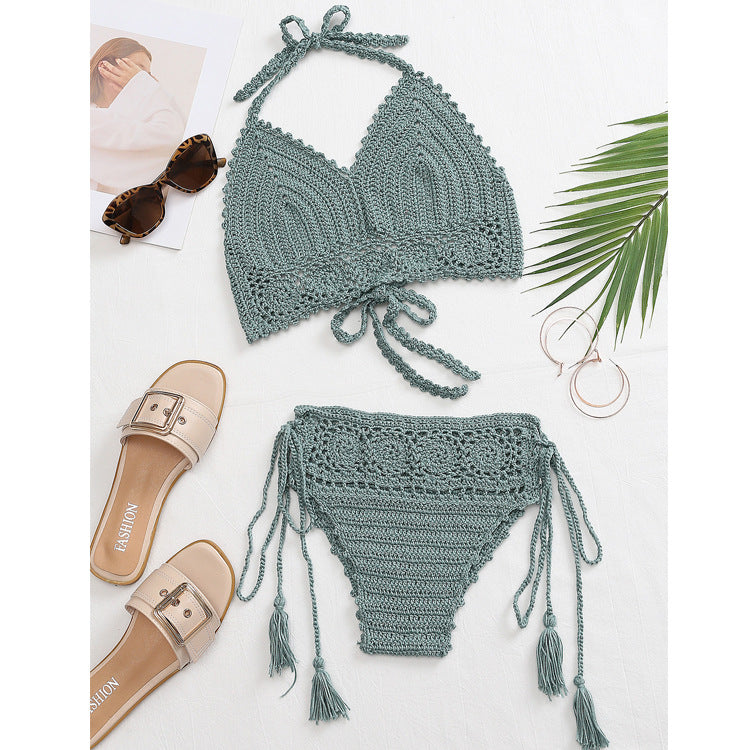 Damen Häkel-Bikini-Set mit tschedderstoff und verstellbaren Trägern Drune