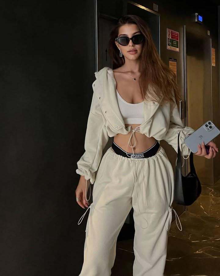 Damen Loungewear-Set mit Oversize-Kapuzenjacke und taillenhohen Sweatpants Drune