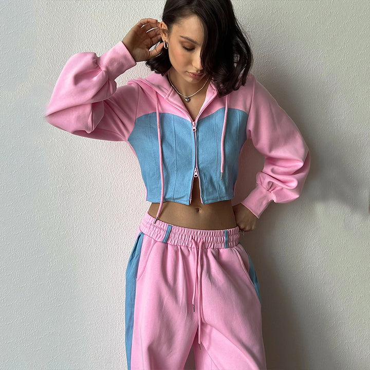 Damen lässiges Oberteil und weite Sporthose Set Drune
