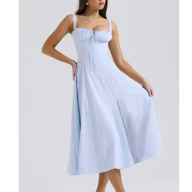 Damen Maxikleid mit floralem Design und elegantem Schlitz Drune