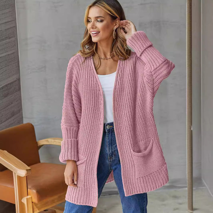 Damen Grobstrick Cardigan mit praktischen Taschen und oversized Passform Drune