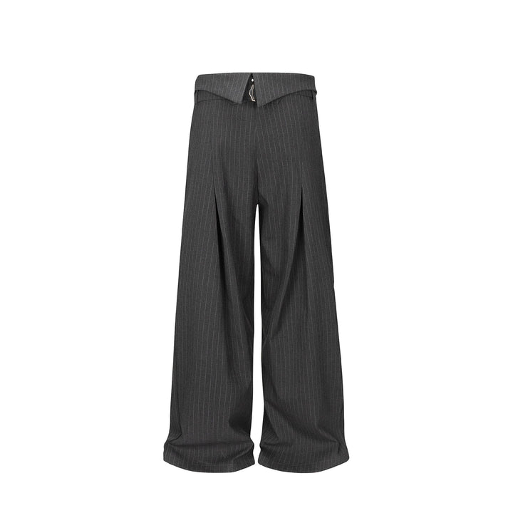 Damen Weite Bundfaltenhose mit Hemdkragen-Bund und Zierknöpfen Drune