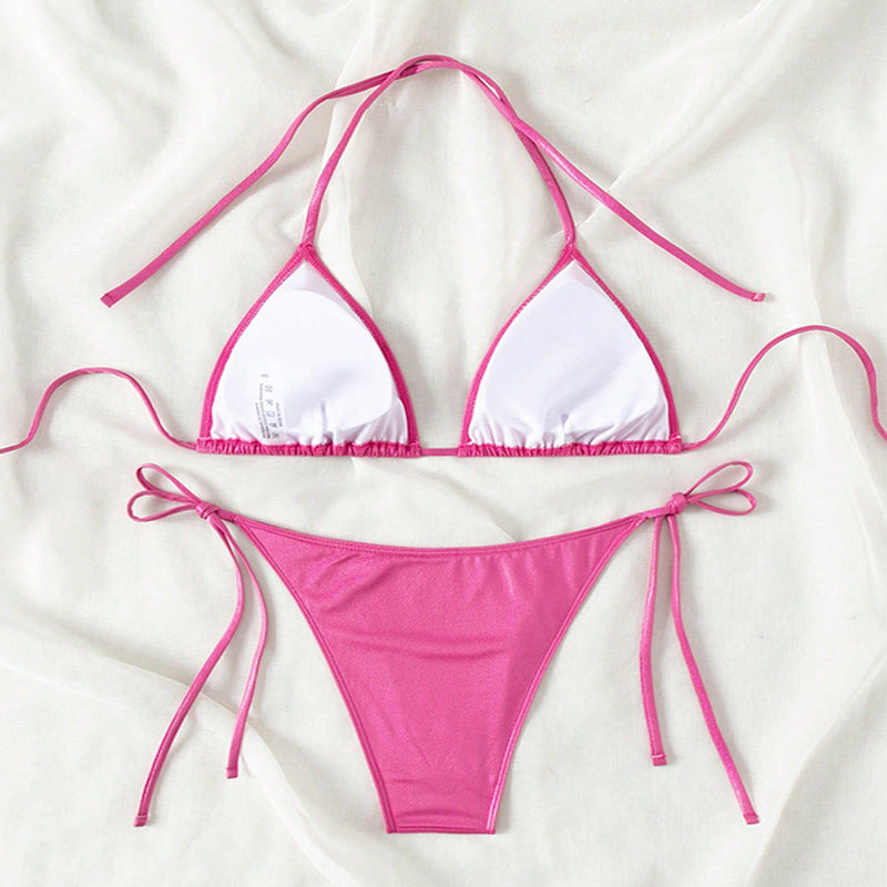 Damen Triangel-Bikini mit verstellbaren Bändern und glänzendem Finish Drune