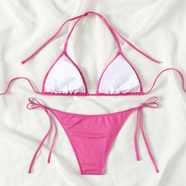 Damen Triangel-Bikini mit verstellbaren Bändern und glänzendem Finish Drune