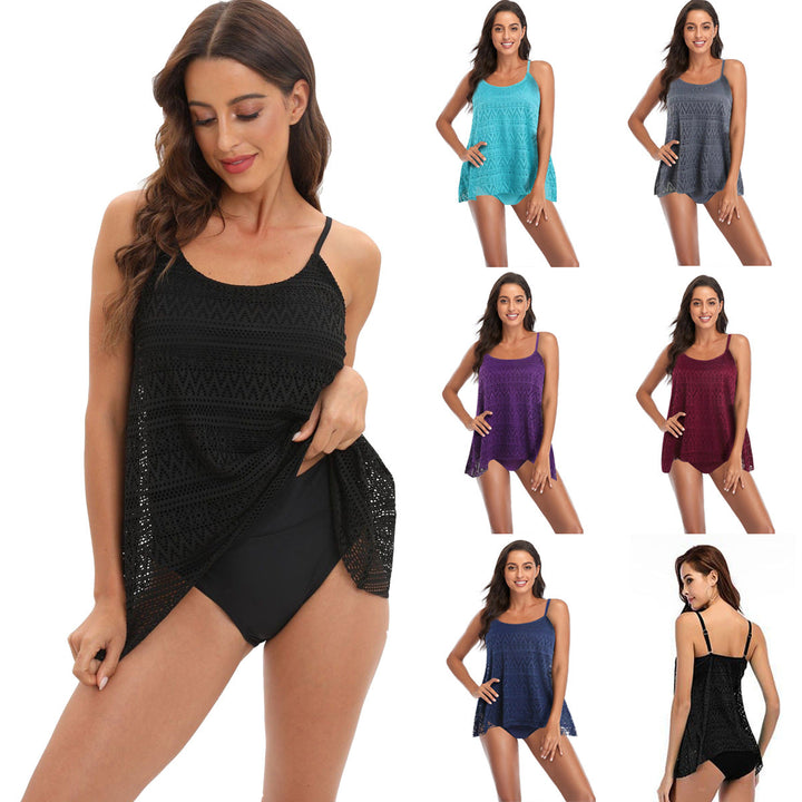 Damen elegantes Strandtop mit modischem Lochmuster Drune