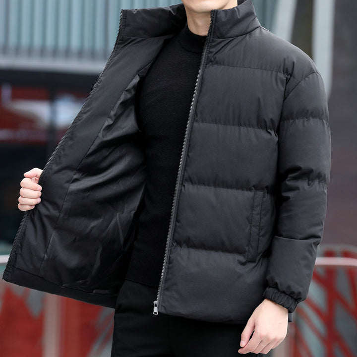Herren Kurz geschnittene gesteppte Thermojacke mit Stehkragen, Zwei‑Wege Reißverschluss und elastischen Bündchen Drune
