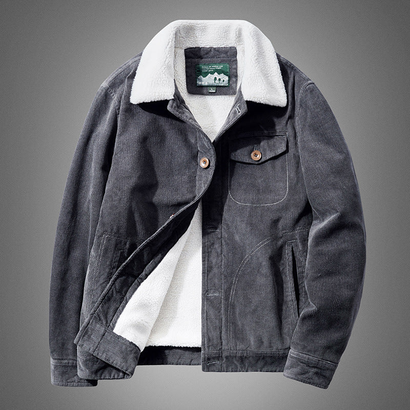Herren Lässige Cordjacke mit Teddyfutter Drune