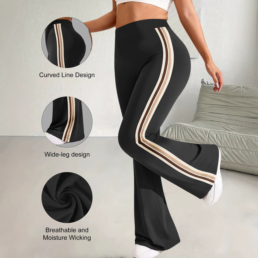 Damen High-Waist Schlaghose mit seitlichem Streifen und Scrunch-Po Drune