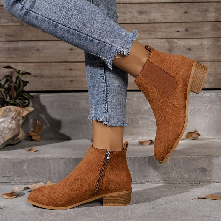 Damen Stiefeletten mit elegantem Reißverschluss und komfortablem Blockabsatz Drune