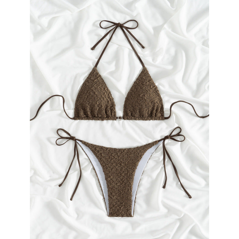 Damen Triangel-Bikini mit strukturiertem Obermaterial und verstellbaren Bändern Drune