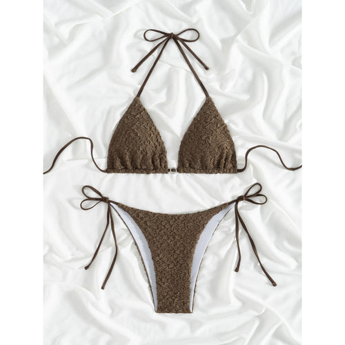Damen Triangel-Bikini mit strukturiertem Obermaterial und verstellbaren Bändern Drune