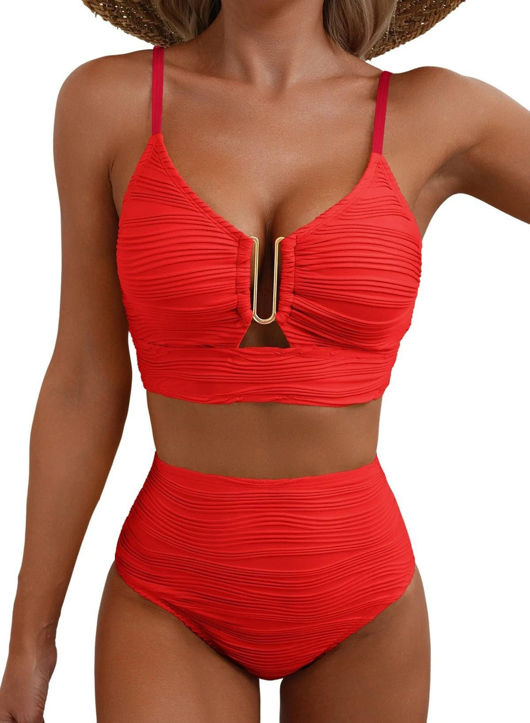 Damen Hochgeschnittener Bikini mit Raffungen Drune