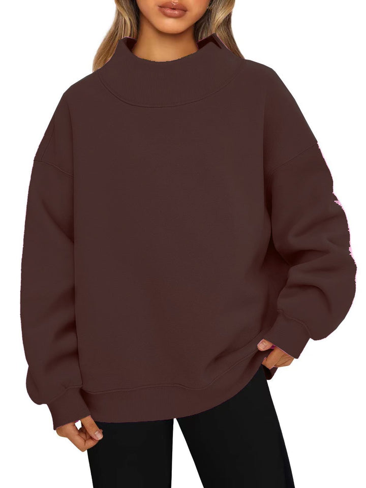 Damen Oversized-Sweatshirt mit hohem Stehkragen und überschnittener Schulter Drune
