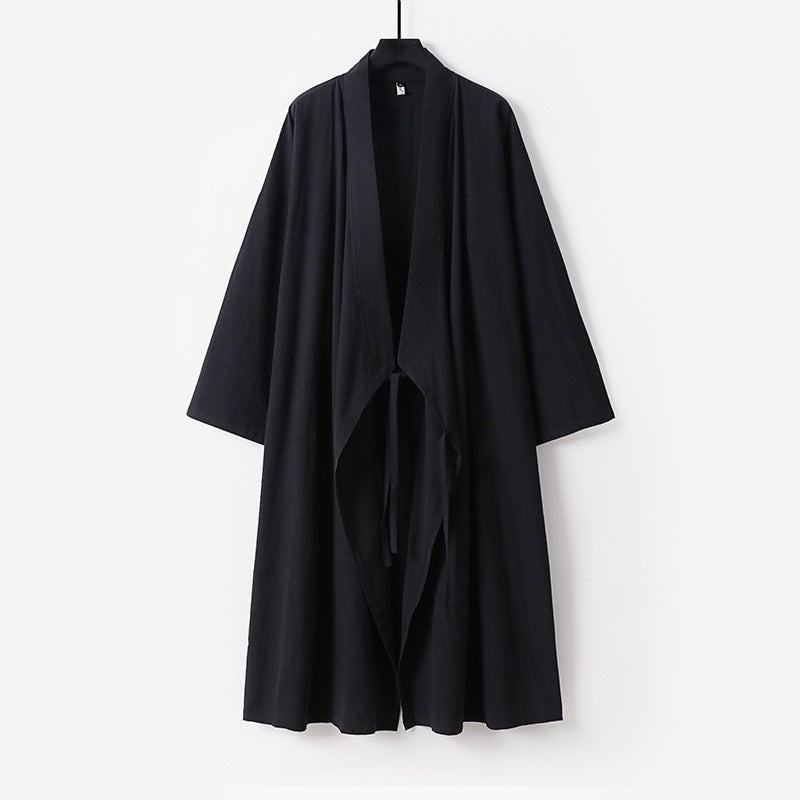 Unisex Langer Kimono-Mantel mit Bindeband, weitem Schnitt und minimalistischer Silhouette Drune