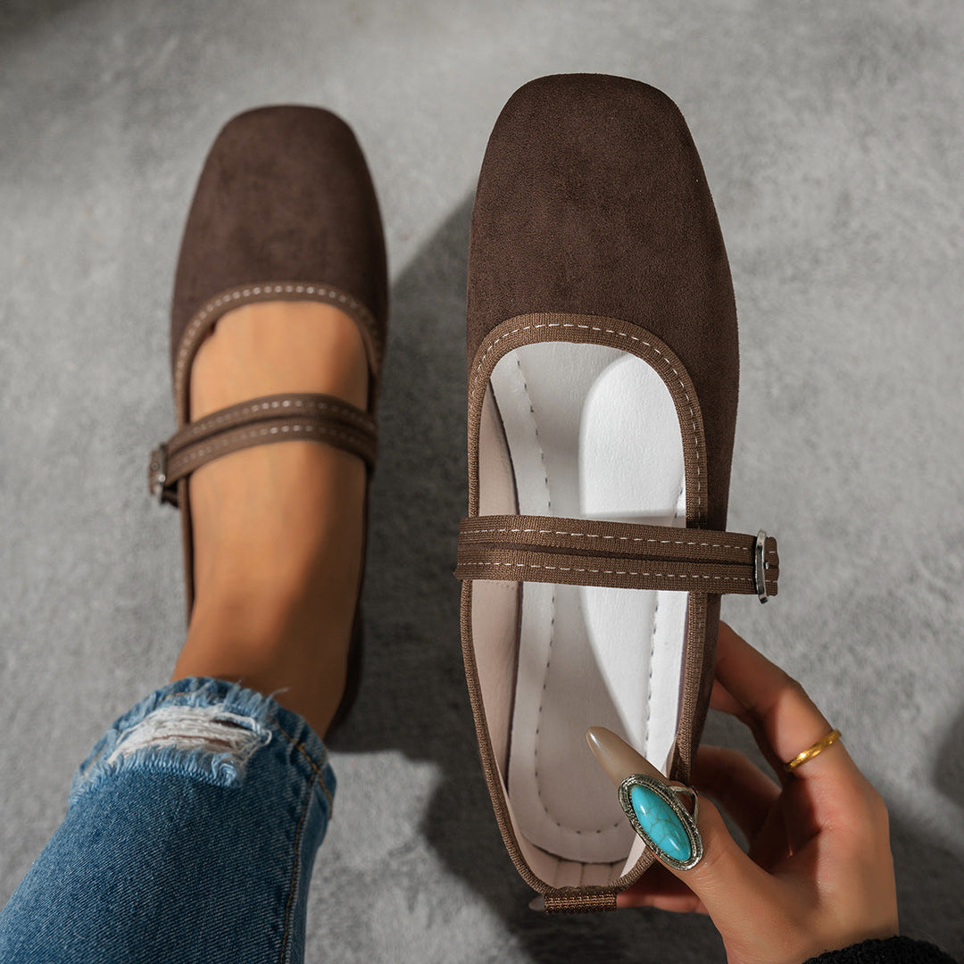Damen edle Ballerinas mit klassischem Riemen Drune