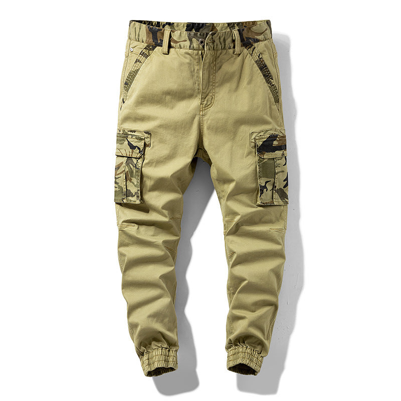 Herren Cargo-Joggerhose mit Multifachtaschen, elastischem Saum & Camouflage-Akzent Drune