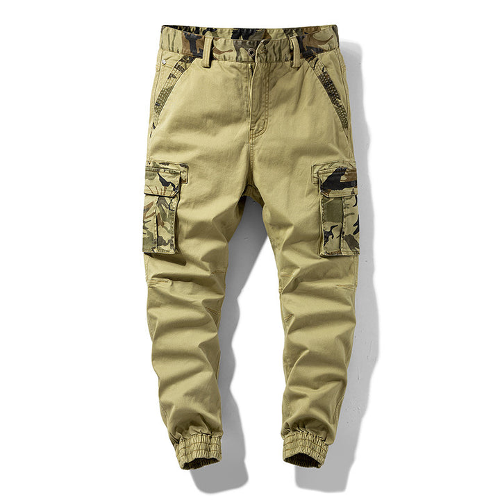 Herren Cargo-Joggerhose mit Multifachtaschen, elastischem Saum & Camouflage-Akzent Drune